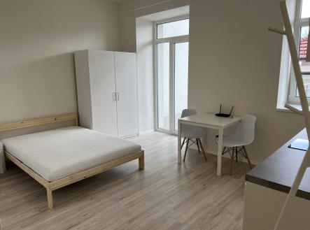 Pronájem bytu 1kk s terasou a sklepem na ulici Dukelská třída, Brno